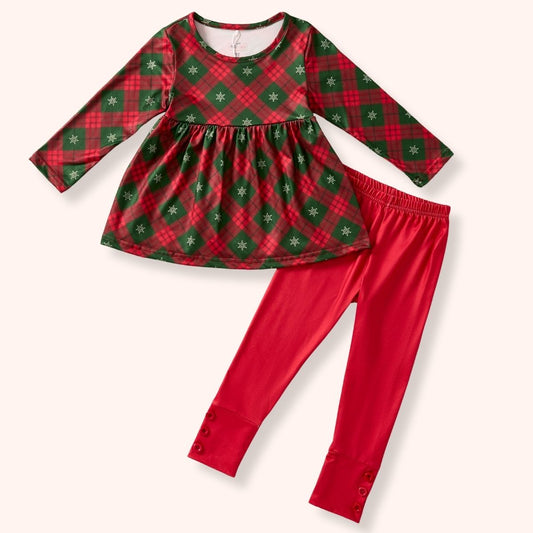 [PREORDER] Christmas Plaid Collection- Girl's Top & Legging Set
