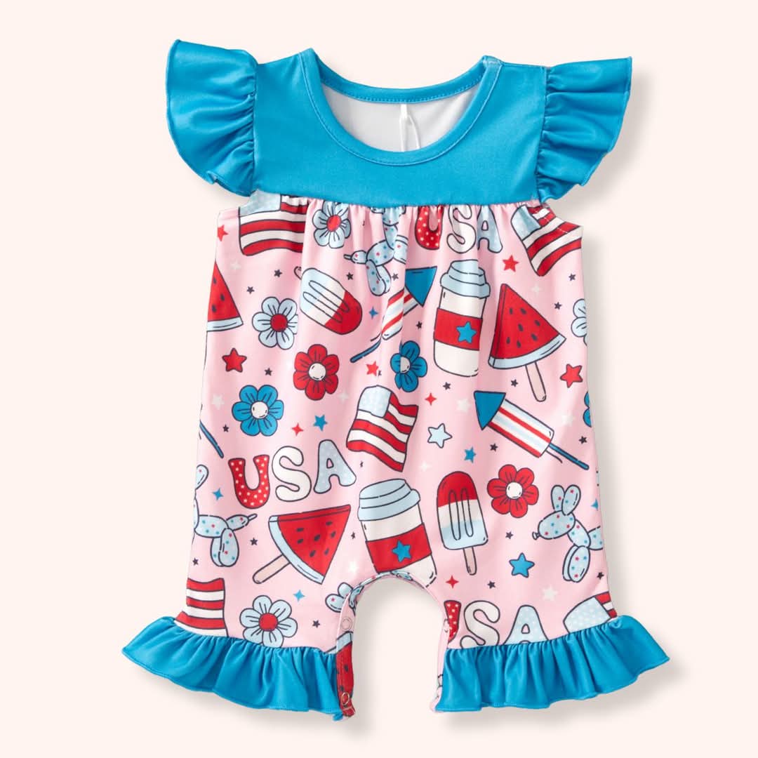 [PREORDER] Fabulous Fourth- Infant Girl Romper